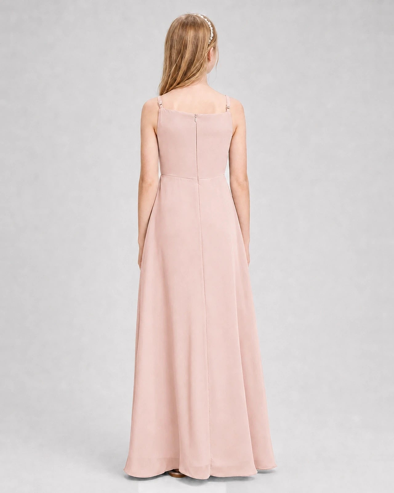 Dideyttawl Beaded Embroidery Chiffon Junior Bridesmaid Dress