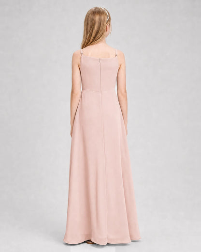 Dideyttawl Beaded Embroidery Chiffon Junior Bridesmaid Dress