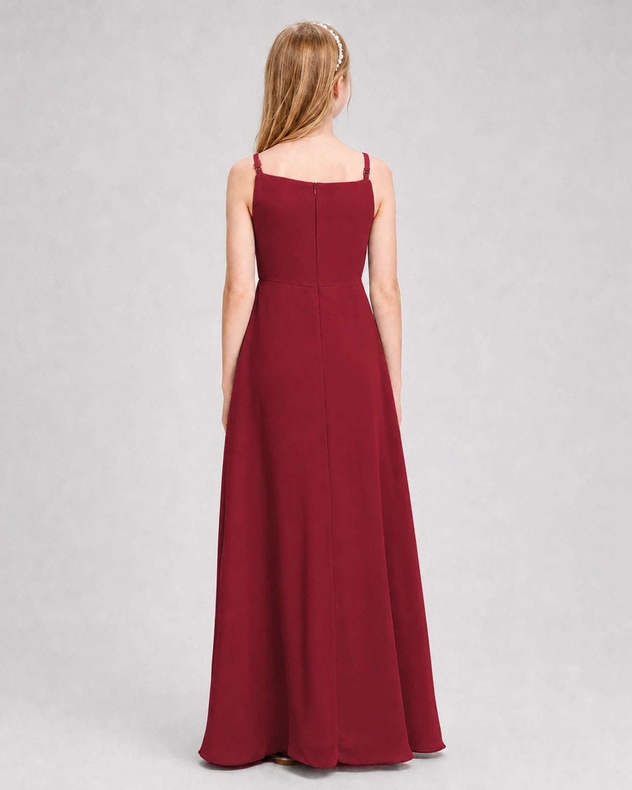 Dideyttawl Beaded Embroidery Chiffon Junior Bridesmaid Dress