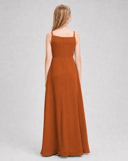 Dideyttawl Beaded Embroidery Chiffon Junior Bridesmaid Dress