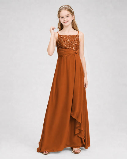 Dideyttawl Beaded Embroidery Chiffon Junior Bridesmaid Dress