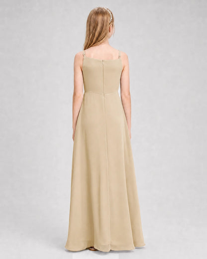 Dideyttawl Beaded Embroidery Chiffon Junior Bridesmaid Dress