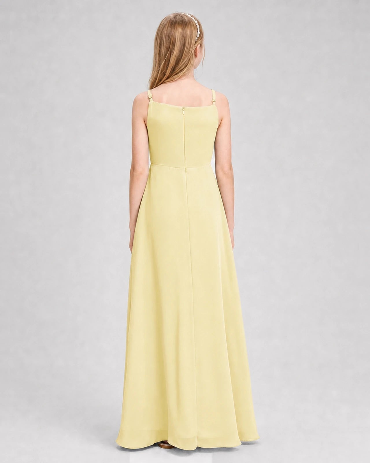 Dideyttawl Beaded Embroidery Chiffon Junior Bridesmaid Dress
