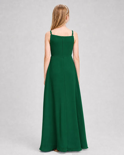 Dideyttawl Beaded Embroidery Chiffon Junior Bridesmaid Dress
