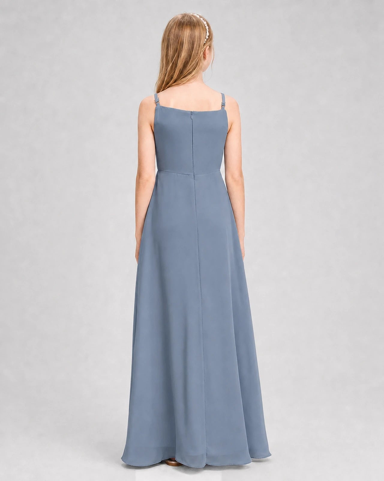 Dideyttawl Beaded Embroidery Chiffon Junior Bridesmaid Dress