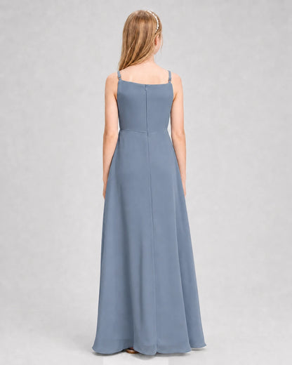 Dideyttawl Beaded Embroidery Chiffon Junior Bridesmaid Dress