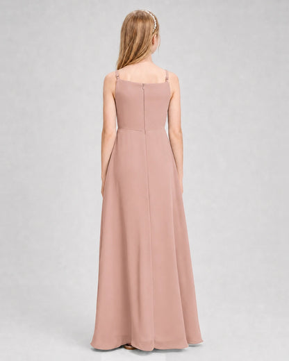 Dideyttawl Beaded Embroidery Chiffon Junior Bridesmaid Dress