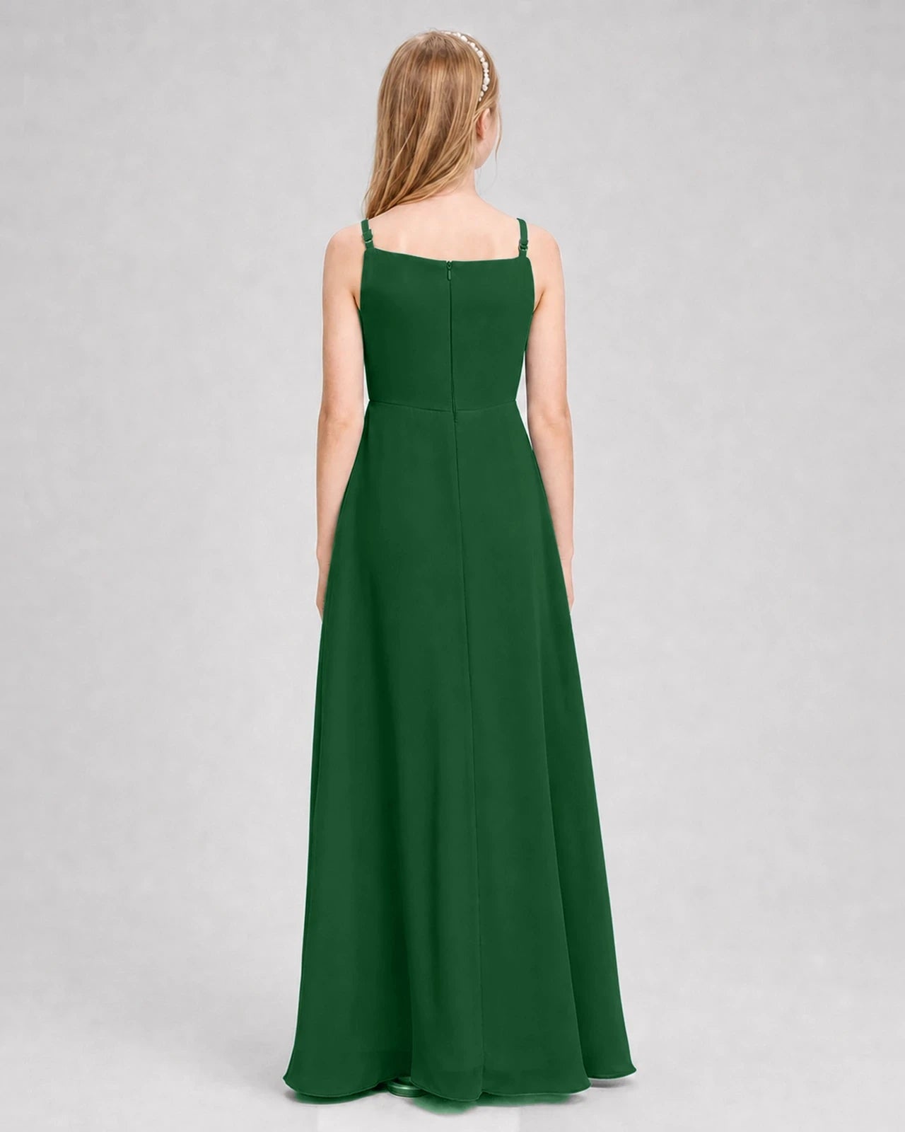 Dideyttawl Beaded Embroidery Chiffon Junior Bridesmaid Dress
