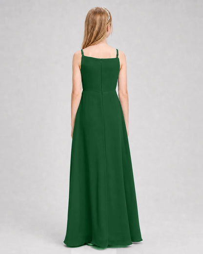 Dideyttawl Beaded Embroidery Chiffon Junior Bridesmaid Dress