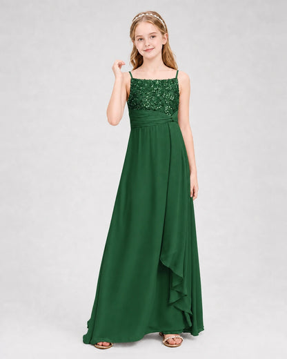 Dideyttawl Beaded Embroidery Chiffon Junior Bridesmaid Dress