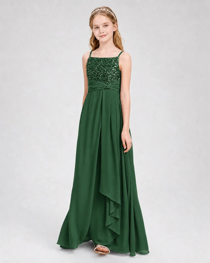 Dideyttawl Beaded Embroidery Chiffon Junior Bridesmaid Dress