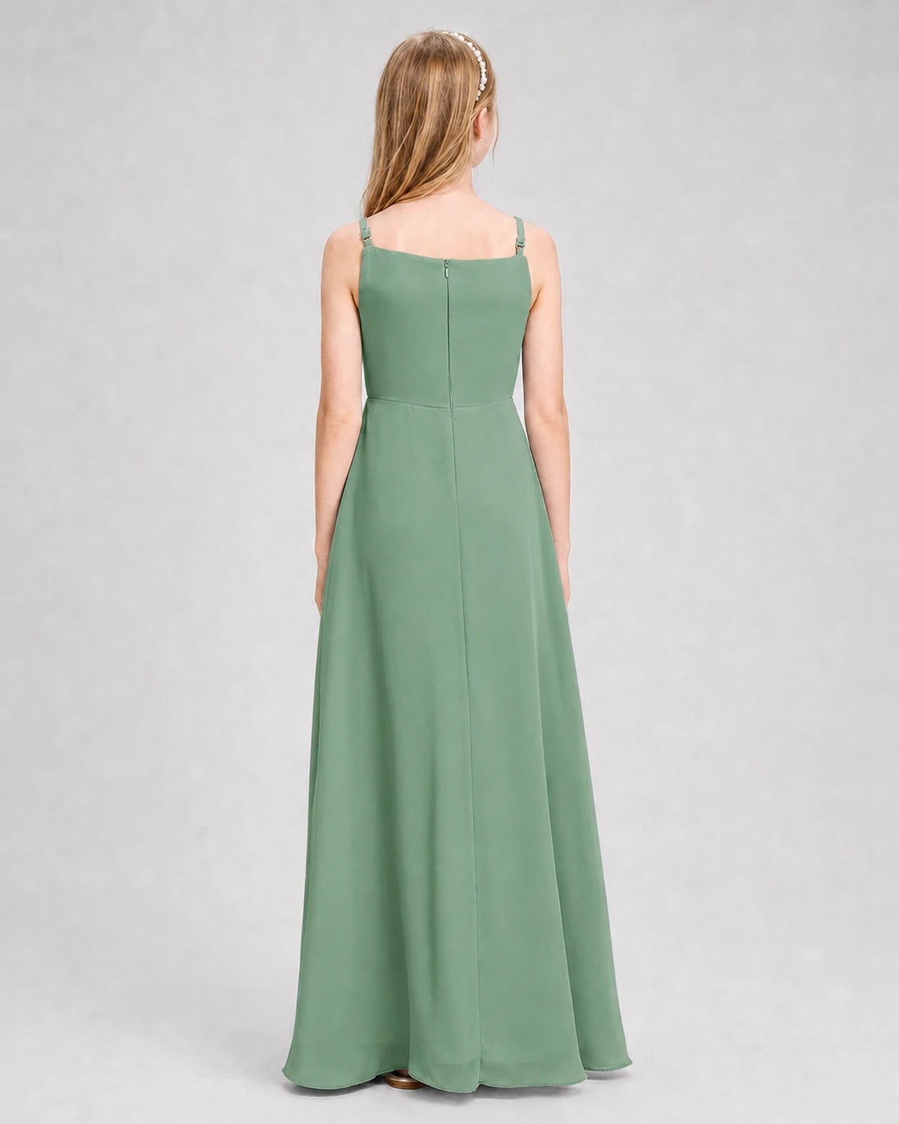 Dideyttawl Beaded Embroidery Chiffon Junior Bridesmaid Dress