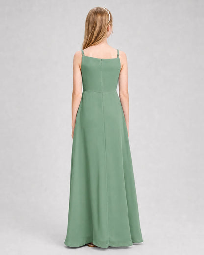 Dideyttawl Beaded Embroidery Chiffon Junior Bridesmaid Dress