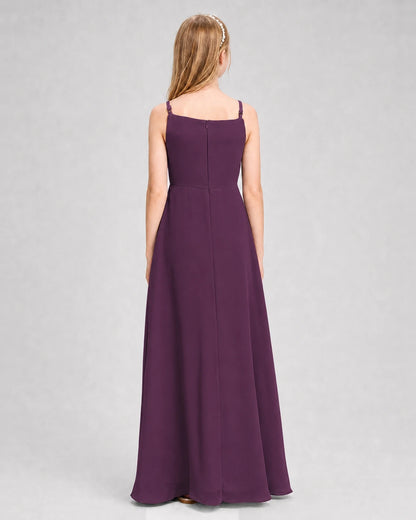Dideyttawl Beaded Embroidery Chiffon Junior Bridesmaid Dress