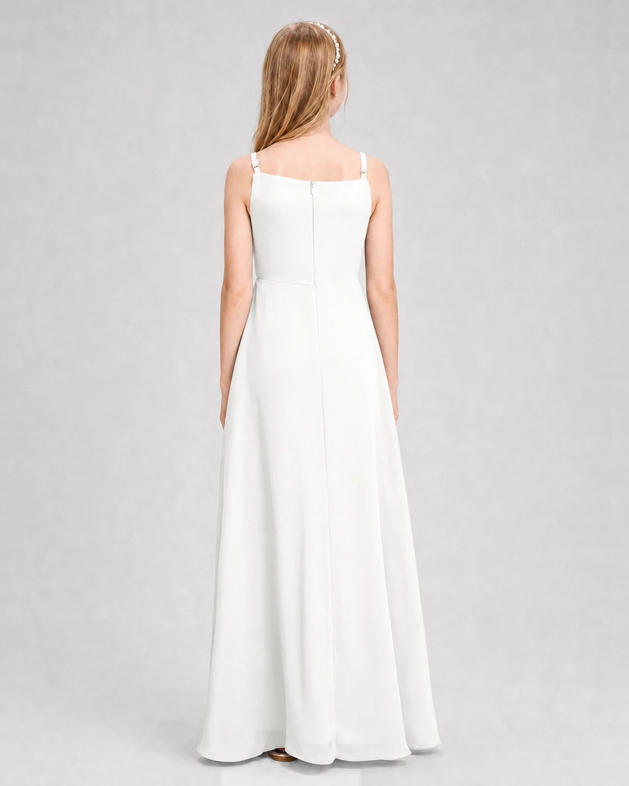 Dideyttawl Beaded Embroidery Chiffon Junior Bridesmaid Dress