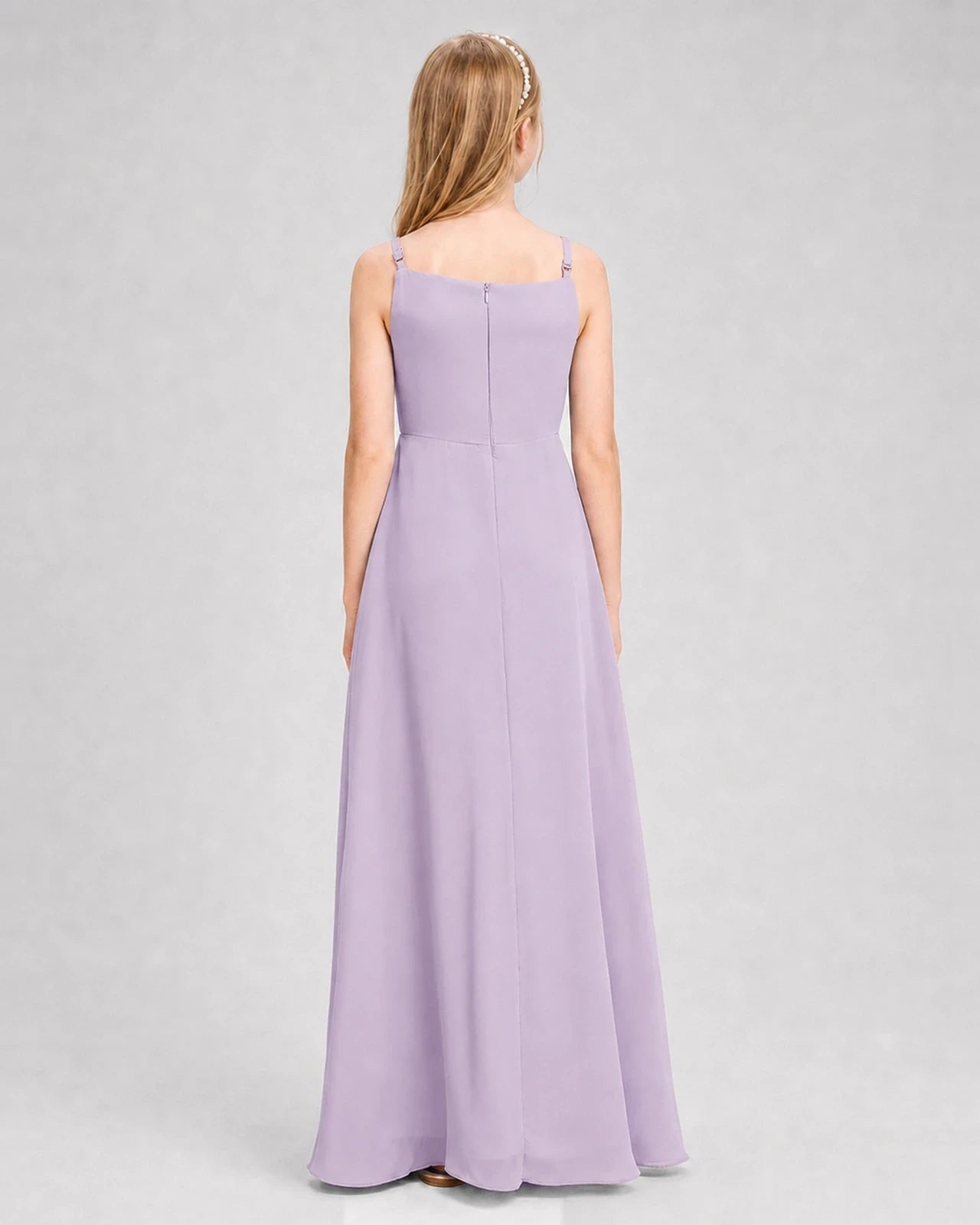 Dideyttawl Beaded Embroidery Chiffon Junior Bridesmaid Dress