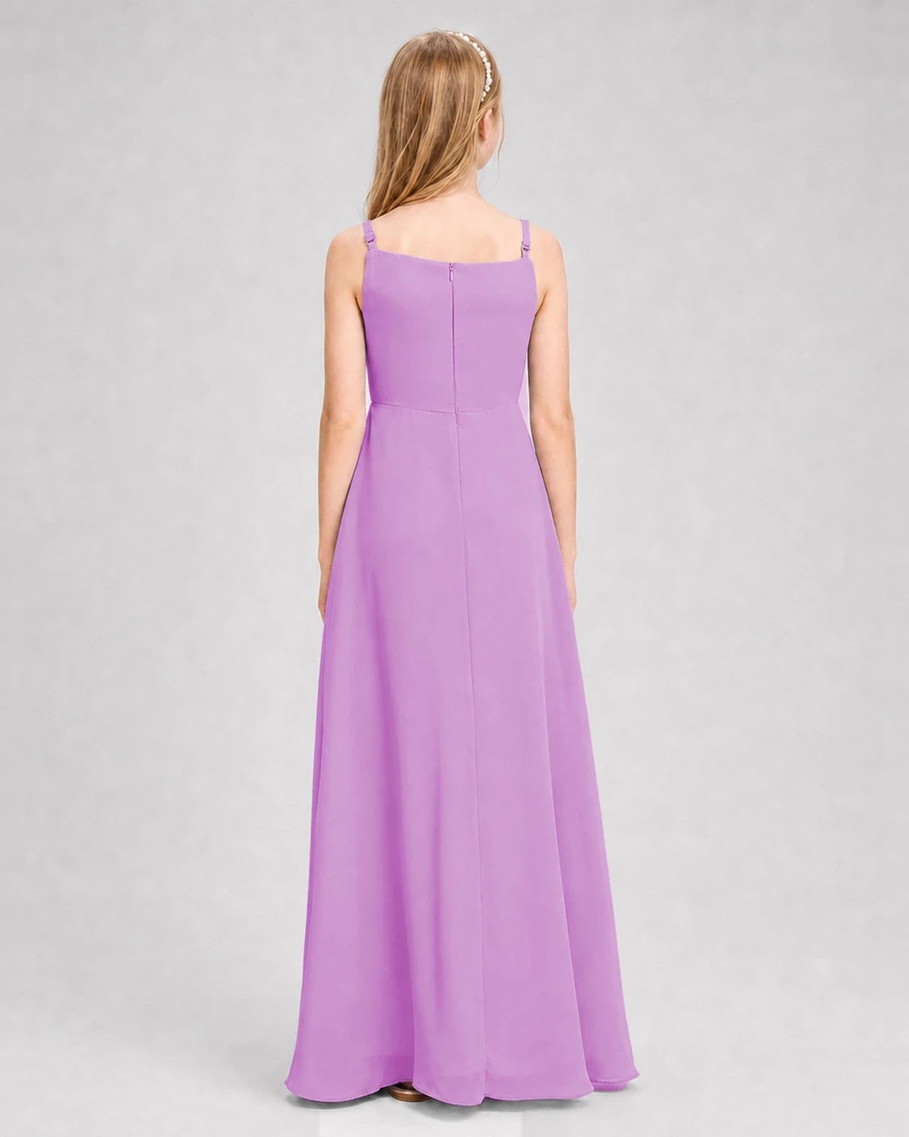 Dideyttawl Beaded Embroidery Chiffon Junior Bridesmaid Dress
