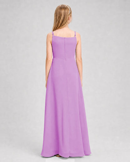 Dideyttawl Beaded Embroidery Chiffon Junior Bridesmaid Dress