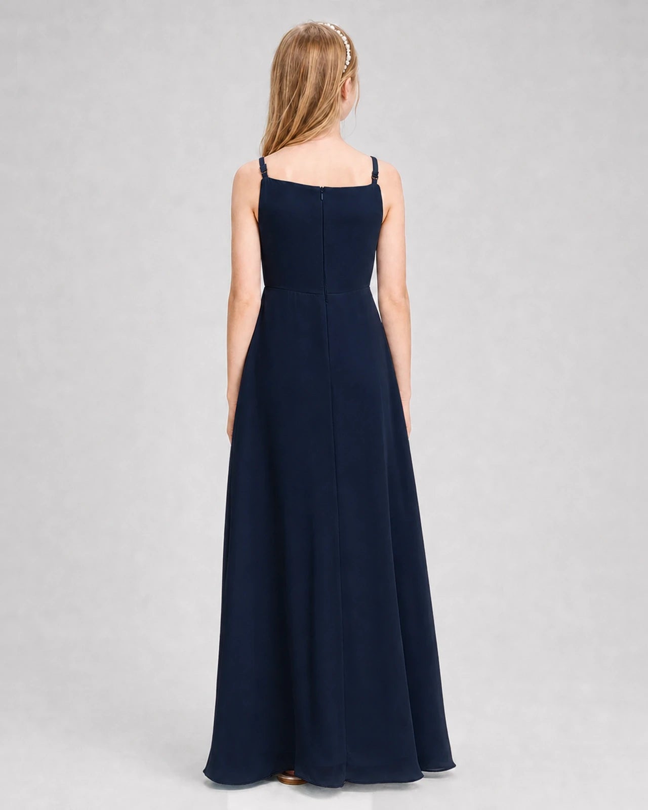 Dideyttawl Beaded Embroidery Chiffon Junior Bridesmaid Dress
