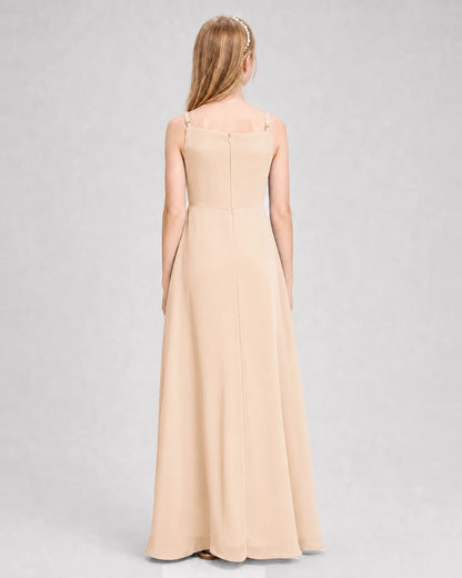 Dideyttawl Beaded Embroidery Chiffon Junior Bridesmaid Dress