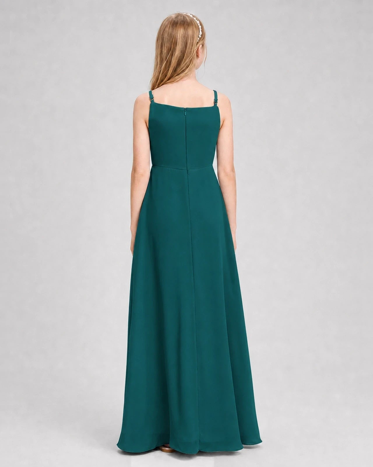 Dideyttawl Beaded Embroidery Chiffon Junior Bridesmaid Dress