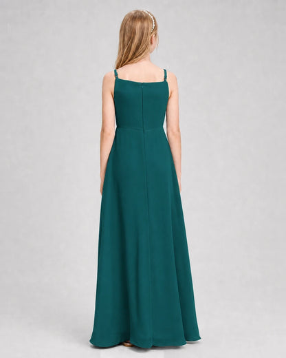 Dideyttawl Beaded Embroidery Chiffon Junior Bridesmaid Dress