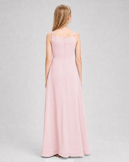 Dideyttawl Beaded Embroidery Chiffon Junior Bridesmaid Dress