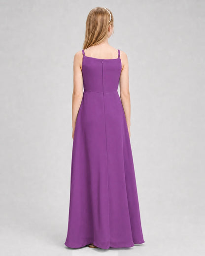 Dideyttawl Beaded Embroidery Chiffon Junior Bridesmaid Dress