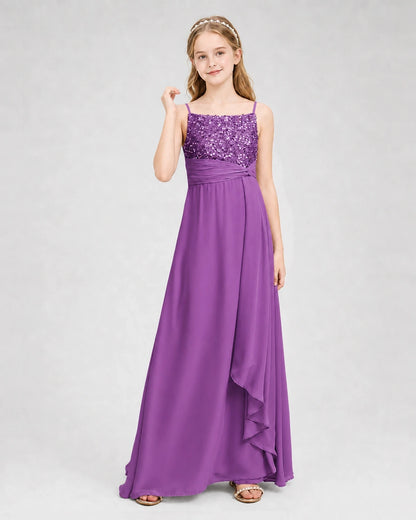 Dideyttawl Beaded Embroidery Chiffon Junior Bridesmaid Dress