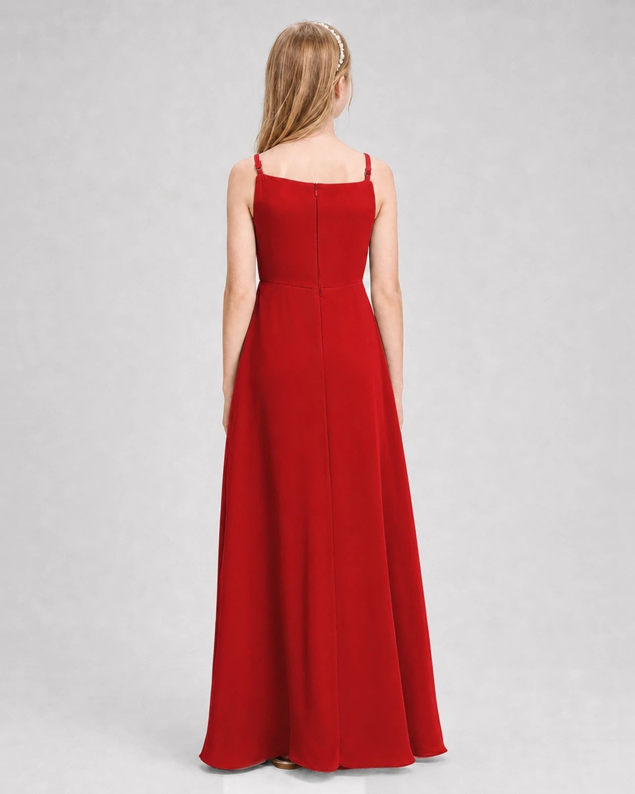 Dideyttawl Beaded Embroidery Chiffon Junior Bridesmaid Dress