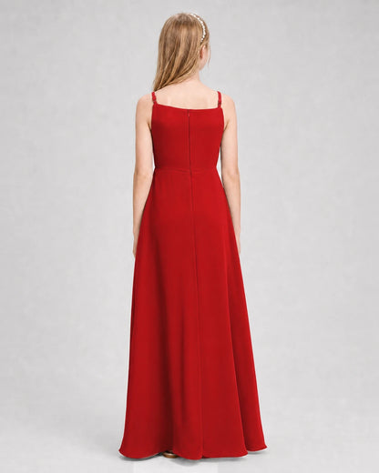 Dideyttawl Beaded Embroidery Chiffon Junior Bridesmaid Dress