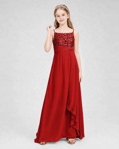 Dideyttawl Beaded Embroidery Chiffon Junior Bridesmaid Dress