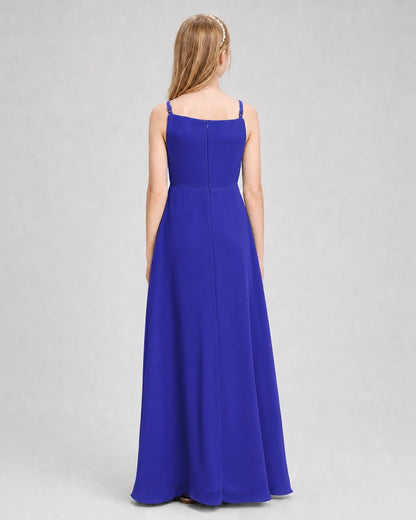 Dideyttawl Beaded Embroidery Chiffon Junior Bridesmaid Dress