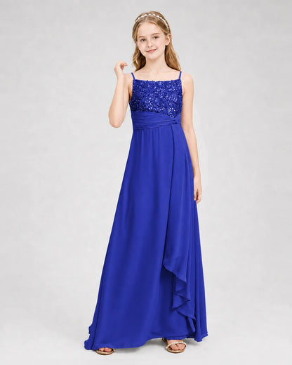 Dideyttawl Beaded Embroidery Chiffon Junior Bridesmaid Dress