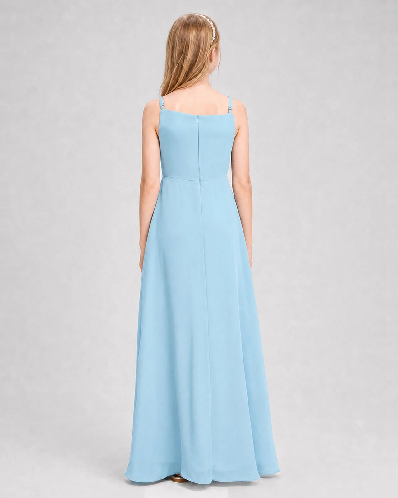 Dideyttawl Beaded Embroidery Chiffon Junior Bridesmaid Dress