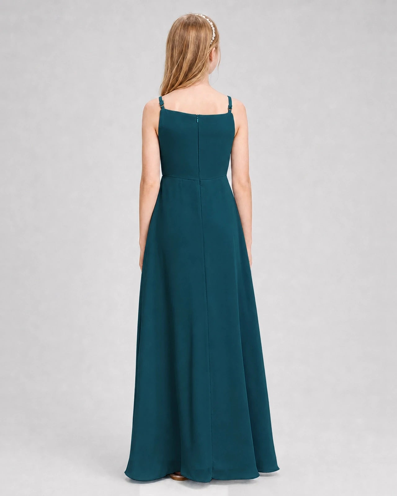 Dideyttawl Beaded Embroidery Chiffon Junior Bridesmaid Dress