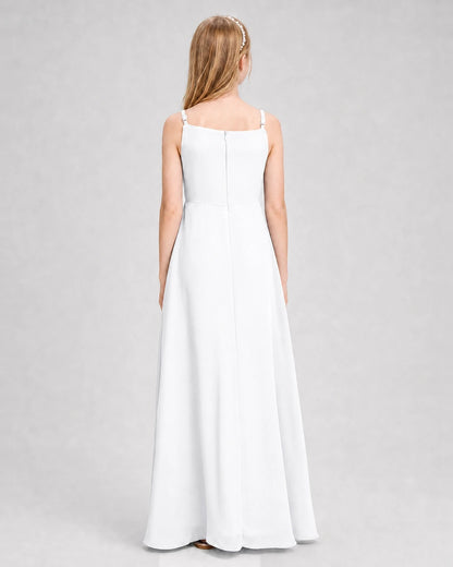 Dideyttawl Beaded Embroidery Chiffon Junior Bridesmaid Dress