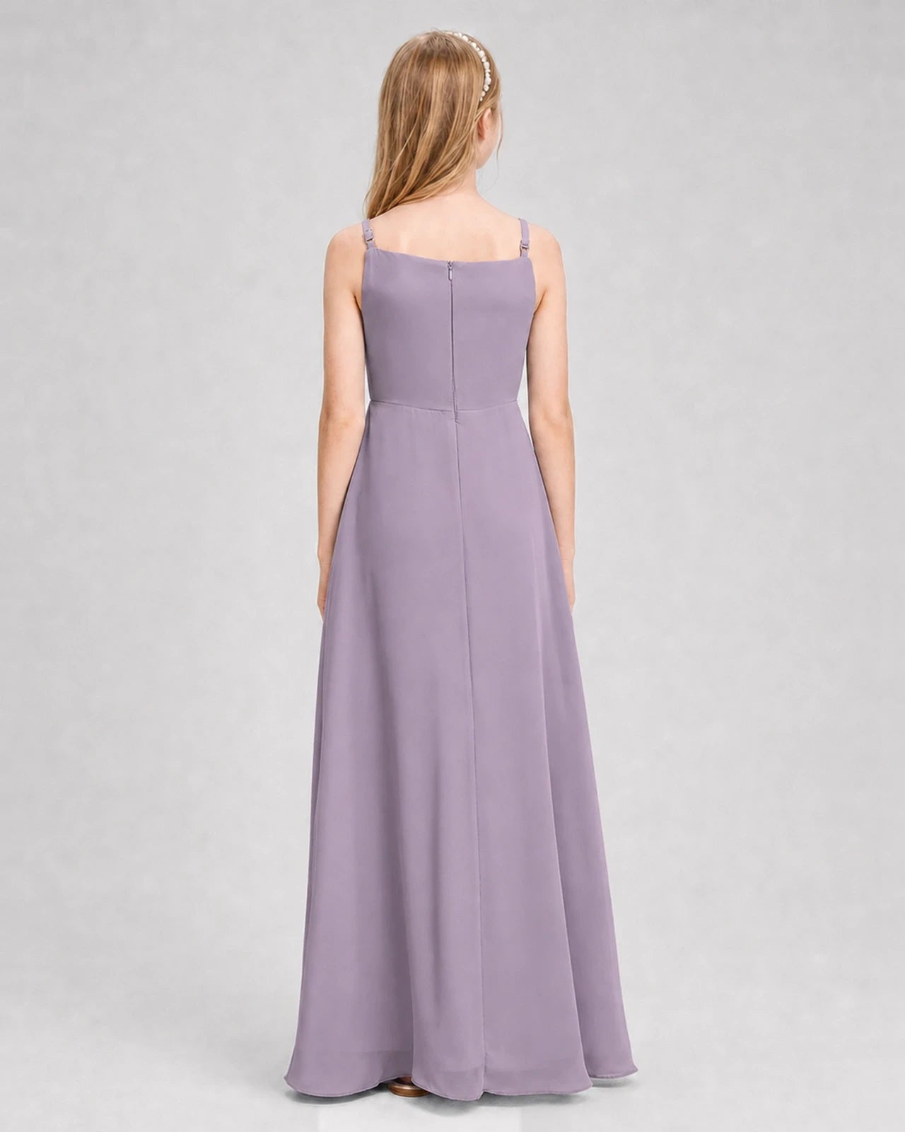 Dideyttawl Beaded Embroidery Chiffon Junior Bridesmaid Dress