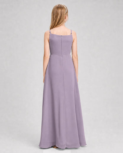 Dideyttawl Beaded Embroidery Chiffon Junior Bridesmaid Dress