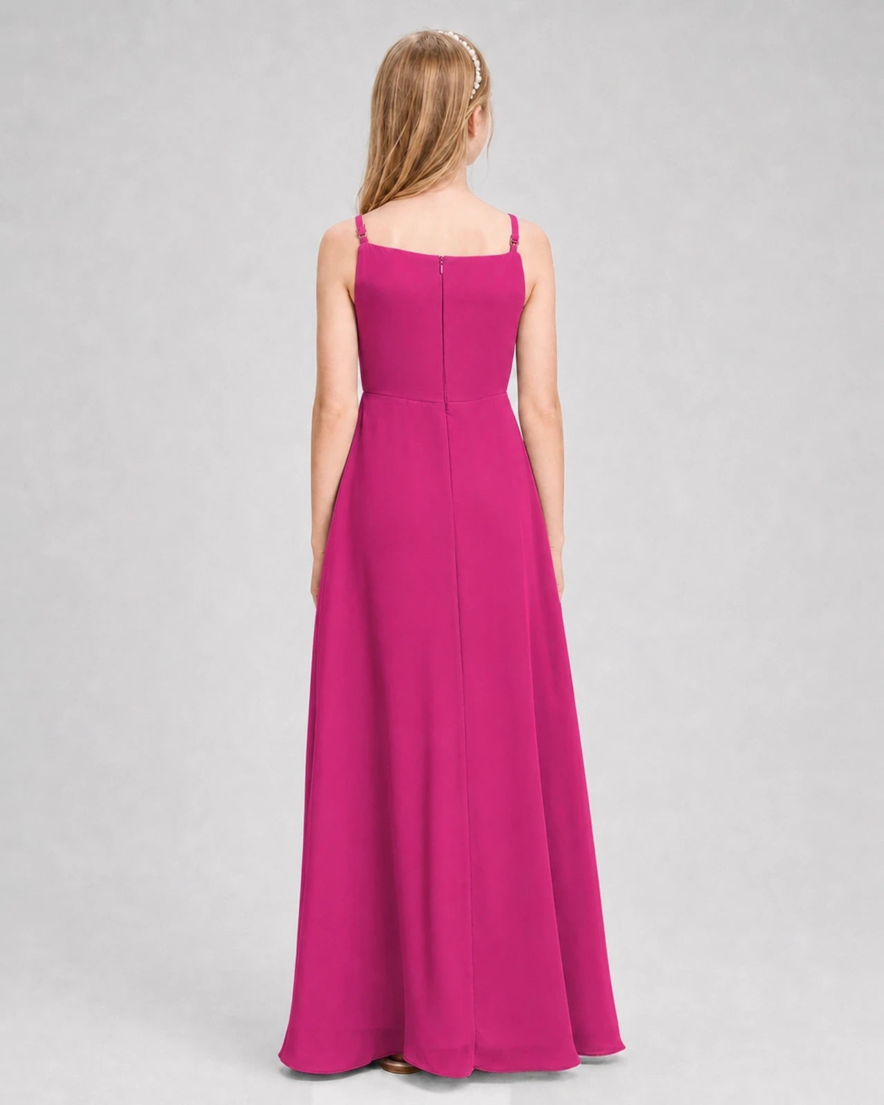 Dideyttawl Beaded Embroidery Chiffon Junior Bridesmaid Dress