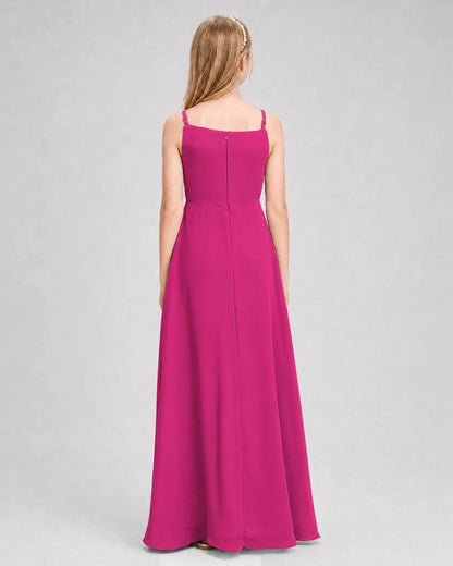 Dideyttawl Beaded Embroidery Chiffon Junior Bridesmaid Dress
