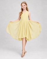 Daffodil Chiffon Pleated Junior Bridesmaid Dresses Side View