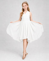 Ivory Chiffon V-Neck Junior Bridesmaid Dresses Side View