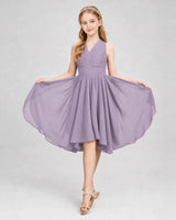 Wisteria Chiffon V-Neck A-Line Junior Bridesmaid Dresses Side View