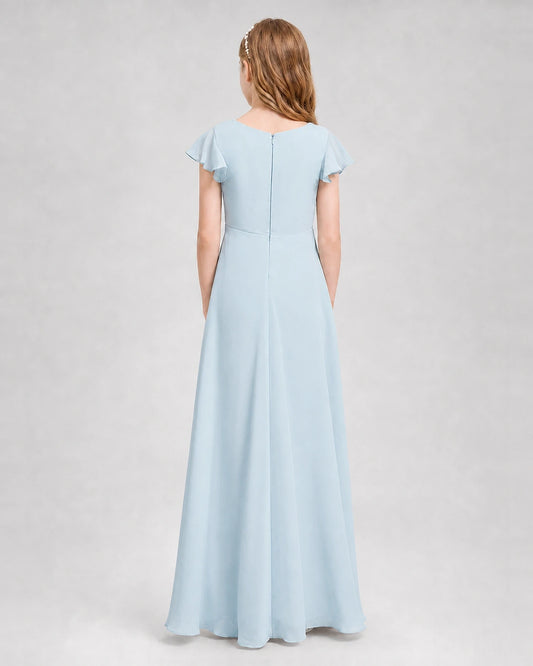 Dideyttawl Flutter Sleeve Chiffon Junior Bridesmaid Dress