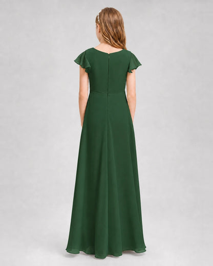 Dideyttawl Flutter Sleeve Chiffon Junior Bridesmaid Dress