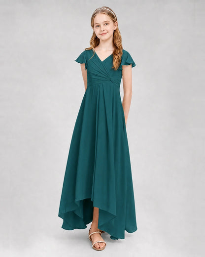 Dideyttawl Flutter Sleeve Chiffon Junior Bridesmaid Dress