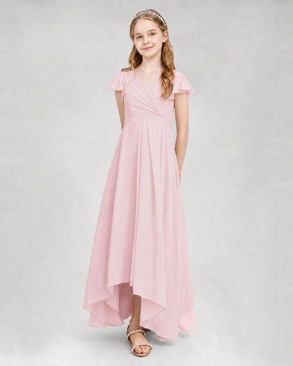 Dideyttawl Flutter Sleeve Chiffon Junior Bridesmaid Dress