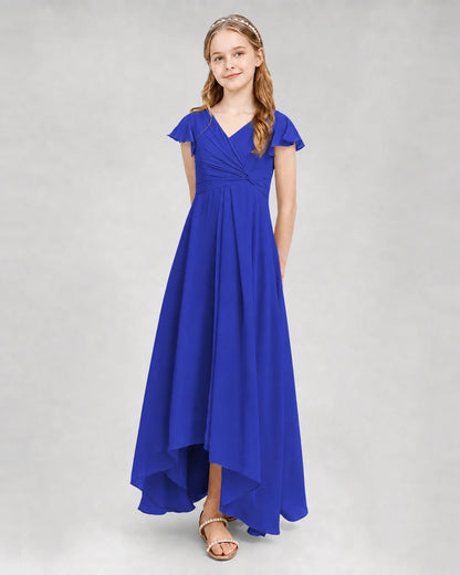 Dideyttawl Flutter Sleeve Chiffon Junior Bridesmaid Dress