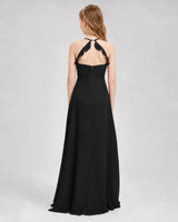 Black Chiffon A-line Junior Bridesmaid Dress Back View